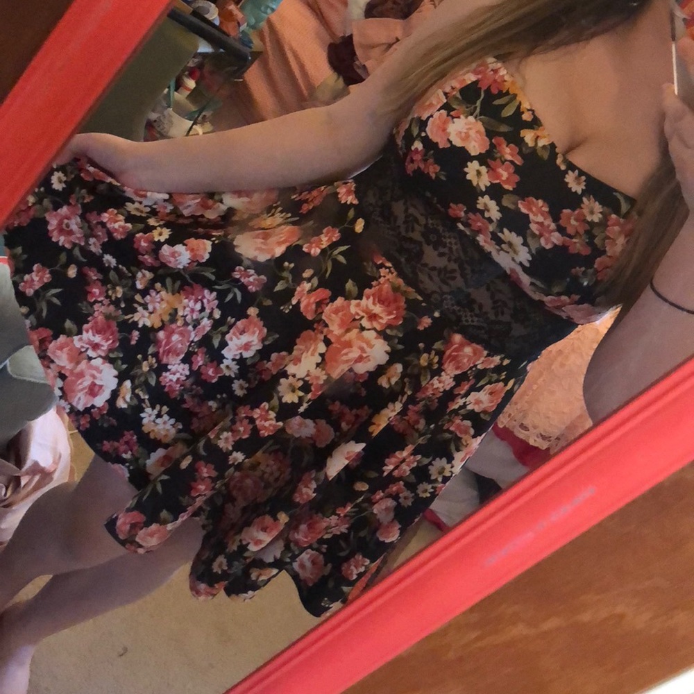 Strapless floral dress